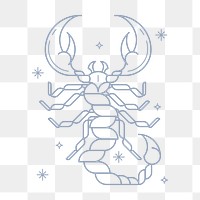 Aesthetic Scorpio png sticker, line art astrological graphic, transparent background