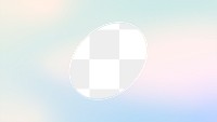 Oval geometric png frame, pastel gradient design, transparent background