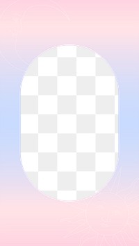 Oval geometric png frame, pastel gradient design, transparent background