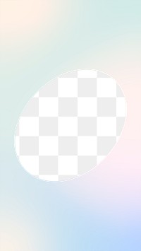 Oval geometric png frame, pastel gradient design, transparent background