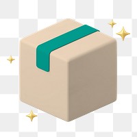 Cardboard box png sticker, 3D rendered business design, transparent background