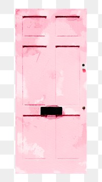 PNG pink door clipart, watercolor illustration, transparent background