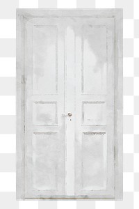 PNG white door clipart, watercolor panel gate, transparent background