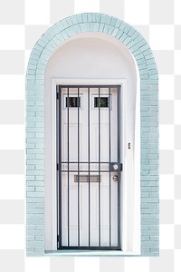 PNG door with metal bars, home security illustration