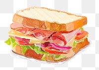 Watercolor sandwich meal png sticker 
