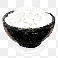 White rice bowl png sticker hand drawn