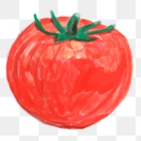 Watercolor red tomato png sticker hand drawn