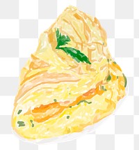 Egg omelette png sticker watercolor drawing