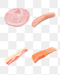 Watercolor processed food png sticker hand drawn collection