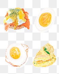 Healthy egg breakfast png sticker set