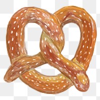 Golden pretzel food png sticker watercolor drawing