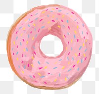 Glazed pink donut png sticker hand drawn