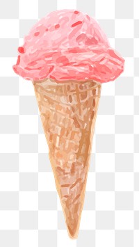 Strawberry ice cream png sticker hand drawn