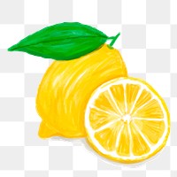 Food ingredient lemon png sticker watercolor illustration