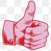 Red thumbs up sticker design element 