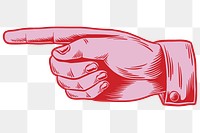 Pink hand pointing to the left icon design element