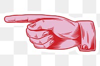 Hand pointing to the left icon sticker design element