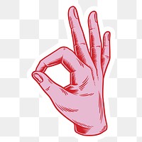 Pink okay hand sign language sticker design element