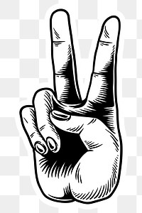 White hand peace sign sticker design resource