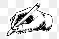 Hand holding a pencil sticker design element