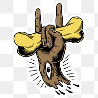 Hand drawn sign of the horns sticker design element