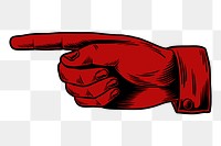 Red hand pointing to the left icon design element