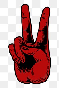 Red hand peace sign sticker design resource