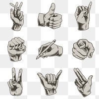 Cool hand gesture  design element set