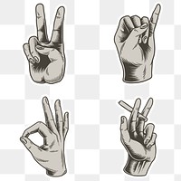 Cool hand sign sticker set design resources 