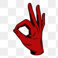Red okay hand sign language design element