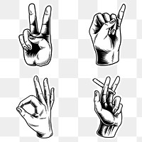 Cool hand sign sticker set design resources 