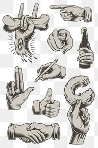 Cool hand gesture  design element set