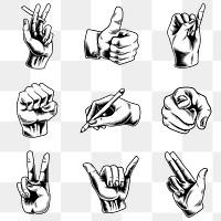 Cool hand gesture  design element set