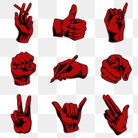 Cool hand gesture  design element set