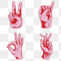 Cool red hand sign sticker set design resources