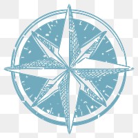 PNG blue compass printmaking on transparent background