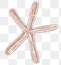 Png brown starfish printmaking cute sticker