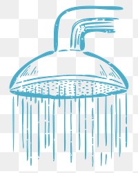PNG rain shower linocut on transparent background