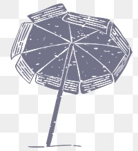 PNG beach umbrella linocut on transparent background