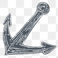 PNG anchor linocut on transparent background