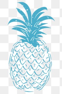 Png blue pineapple printmaking cute sticker