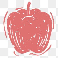 Png red apple linocut on transparent background