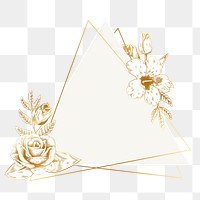 Gold floral triangle badge design element