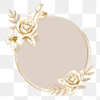 Round gold floral badge design element