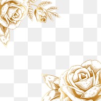 Hand drawn gold rose border design element