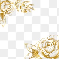 Hand drawn gold rose border design element