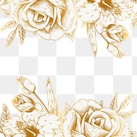 Hand drawn gold rose border design element