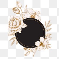 Round gold floral badge design element