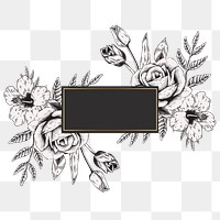 White floral pattern on a black badge design element