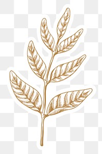Gold and white leaf sticker with a white border design element